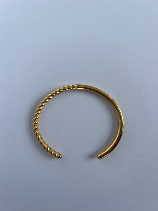 Waterproof 18k Gold Bracelet Cuff Swirl Solid