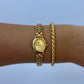 NYC Womens Oval Classic Vintage Quartz Watch Wristwatch Gold tone