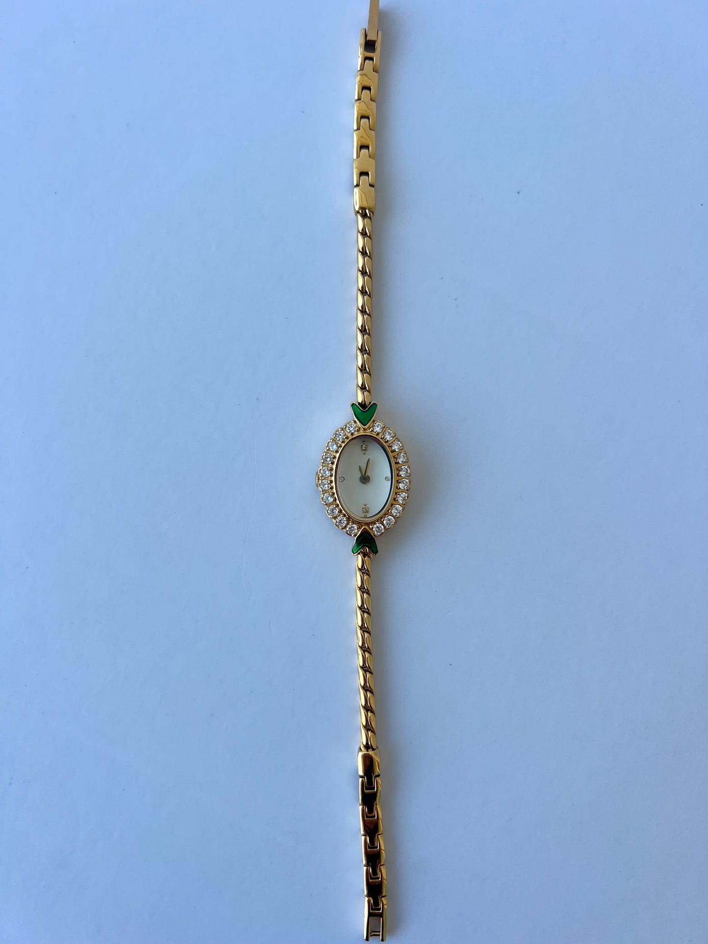 Fairy Green Womens  Vintage Quartz Watch Wristwatch Gold tone