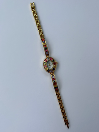 Vintage Mural Colorful Gold Womens Watch Small Face