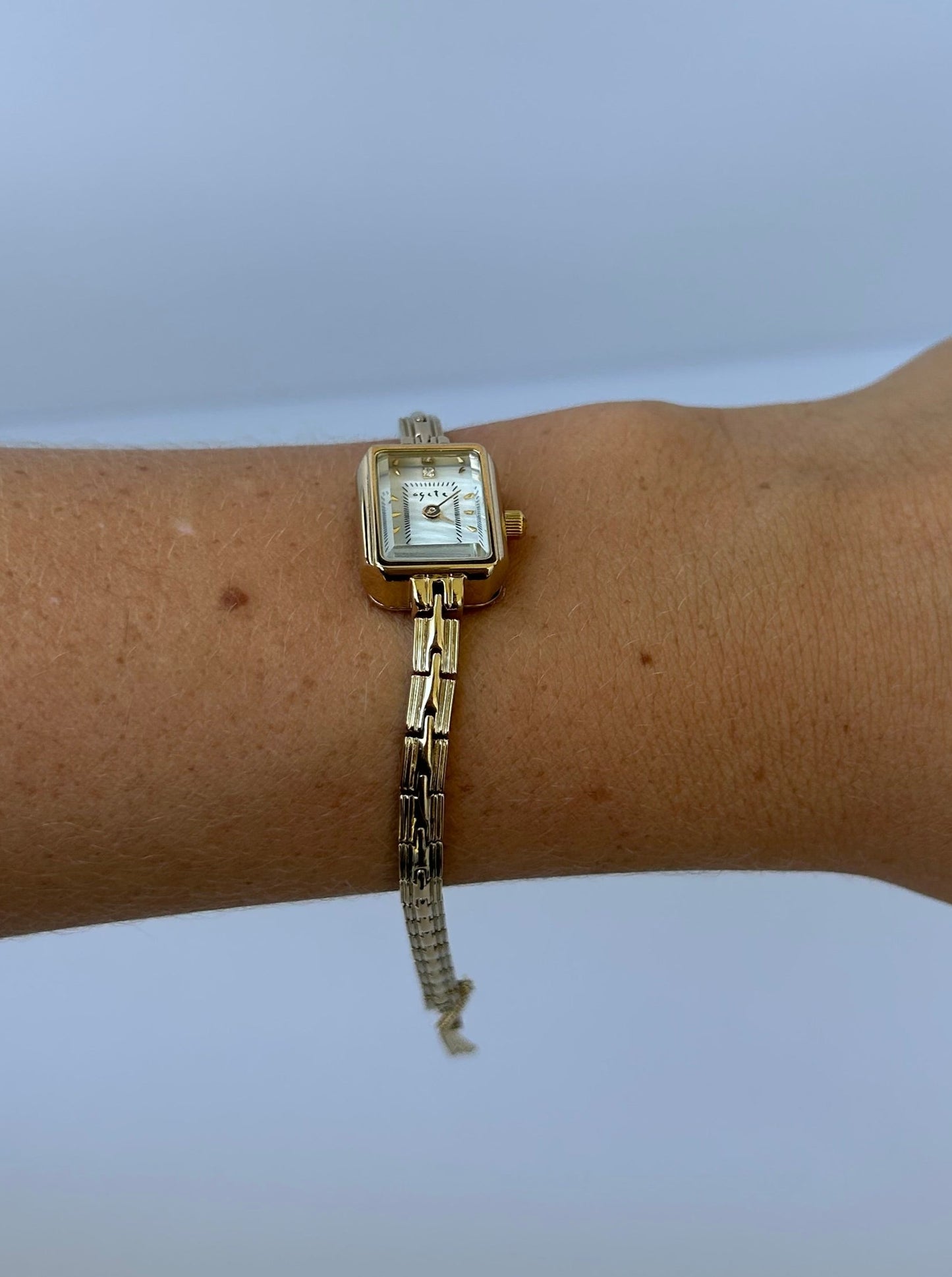 Gold Vintage Super Small Face Rectangle Dainty Women Watch