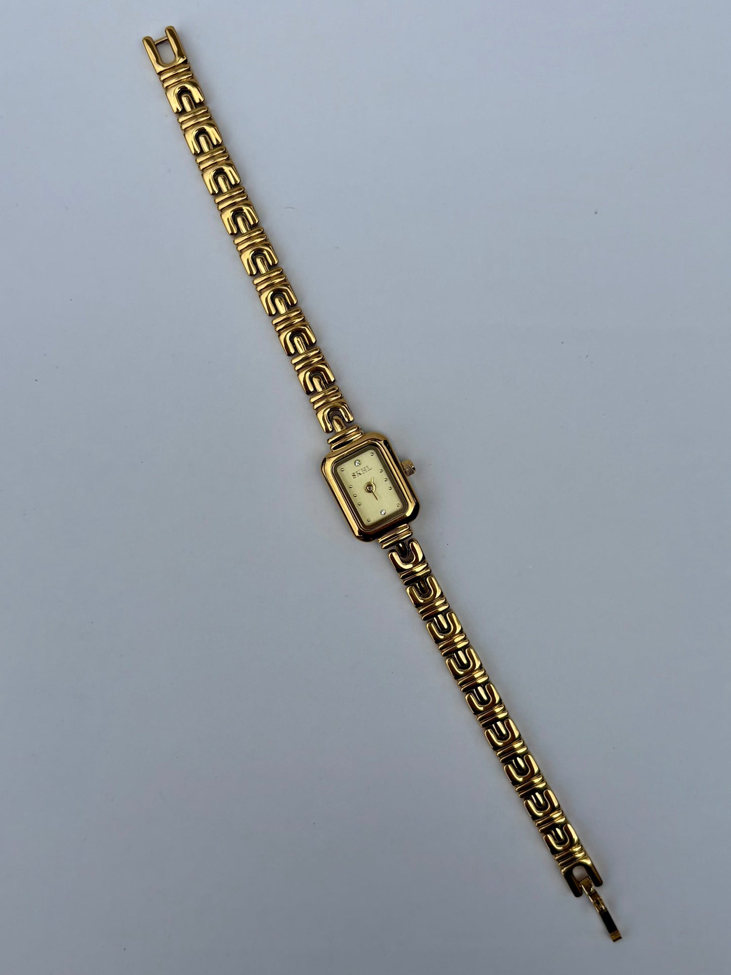 Vintage Inspired Gold Rectangle Dainty Women Watch Small Face