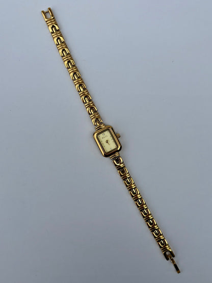 Vintage Inspired Gold Rectangle Dainty Women Watch Small Face