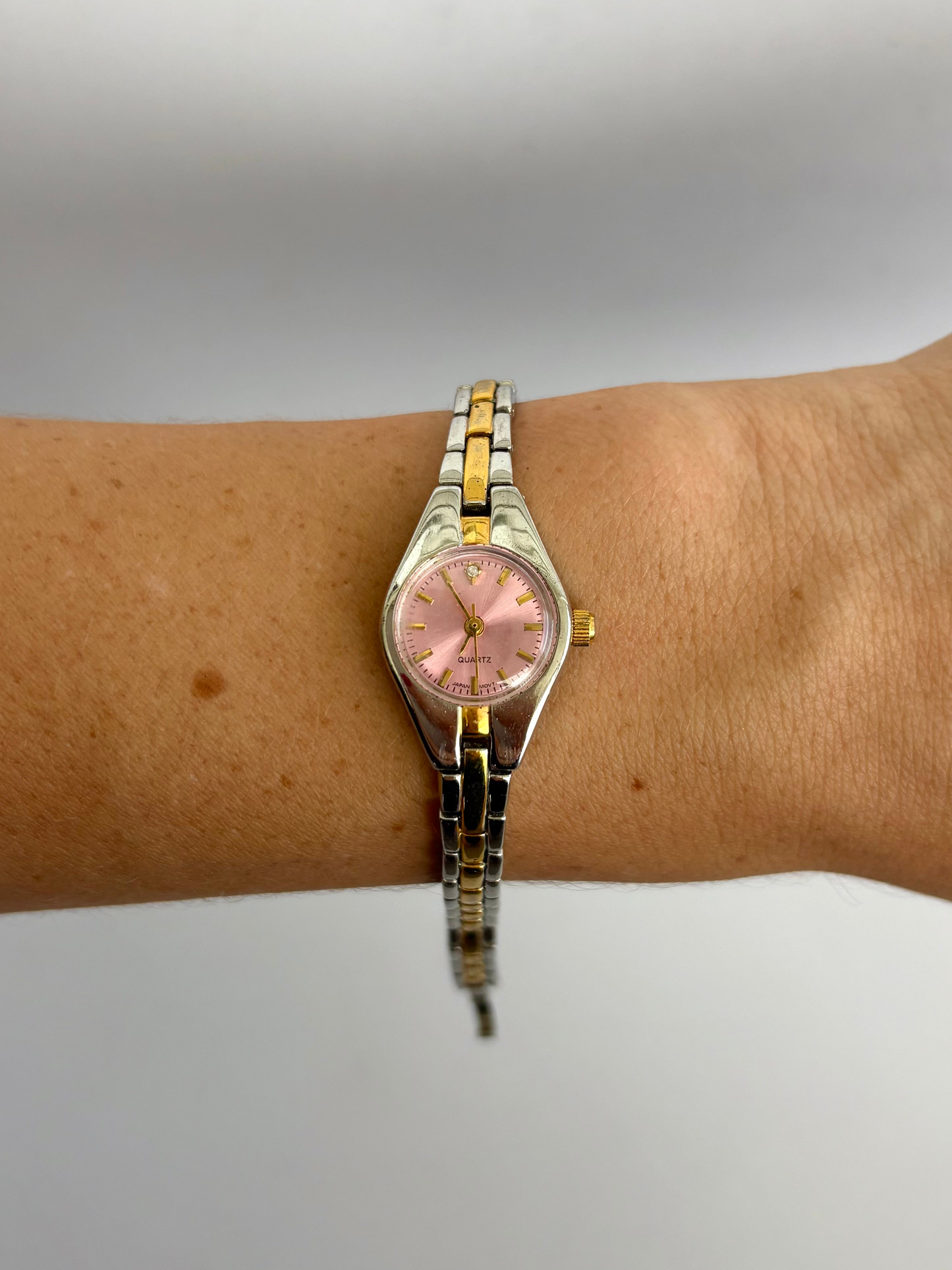 Rare Vintage Pink Detail Gold Womens Watch