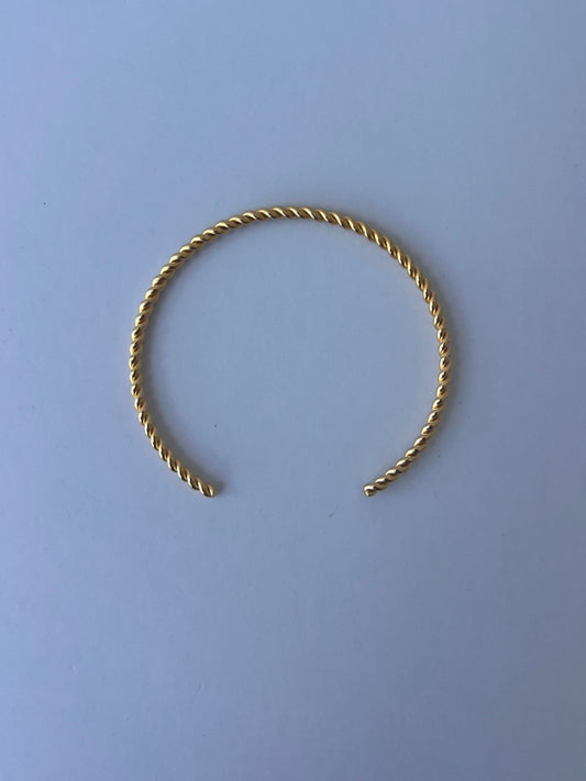 Gold Bracelet Thin Twisted Cuff