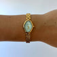 Vintage Oval Flower Blue Minimalist Gold Womens Watch Small Face