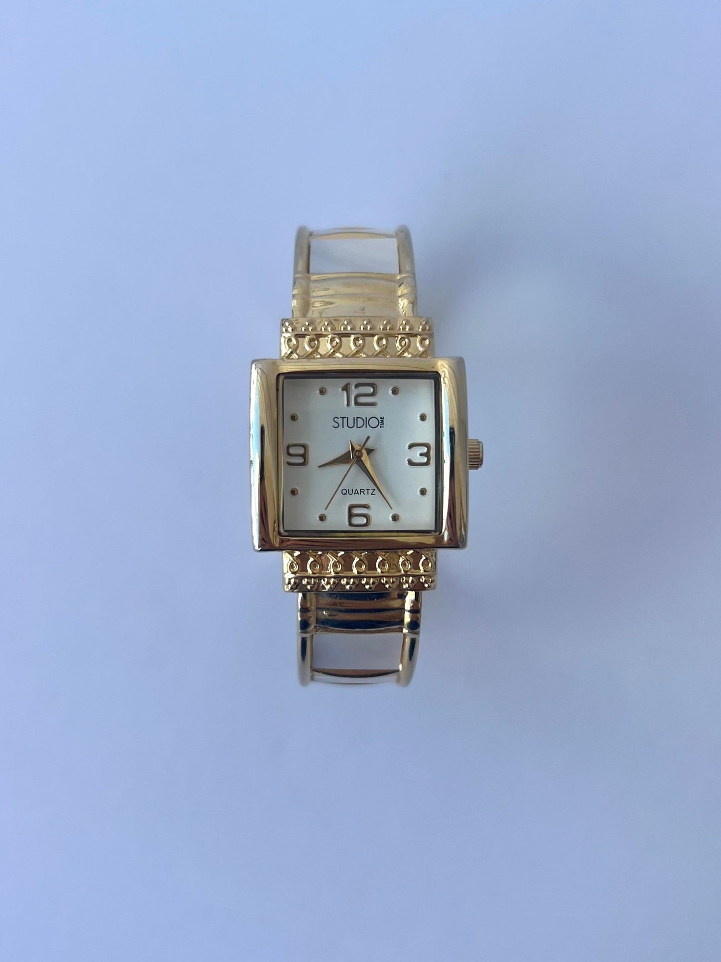 Rare Gold and White Bangle Bracelet Watch Small Face