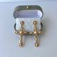 Gold Statement Earrings Dangling Pearl Cross