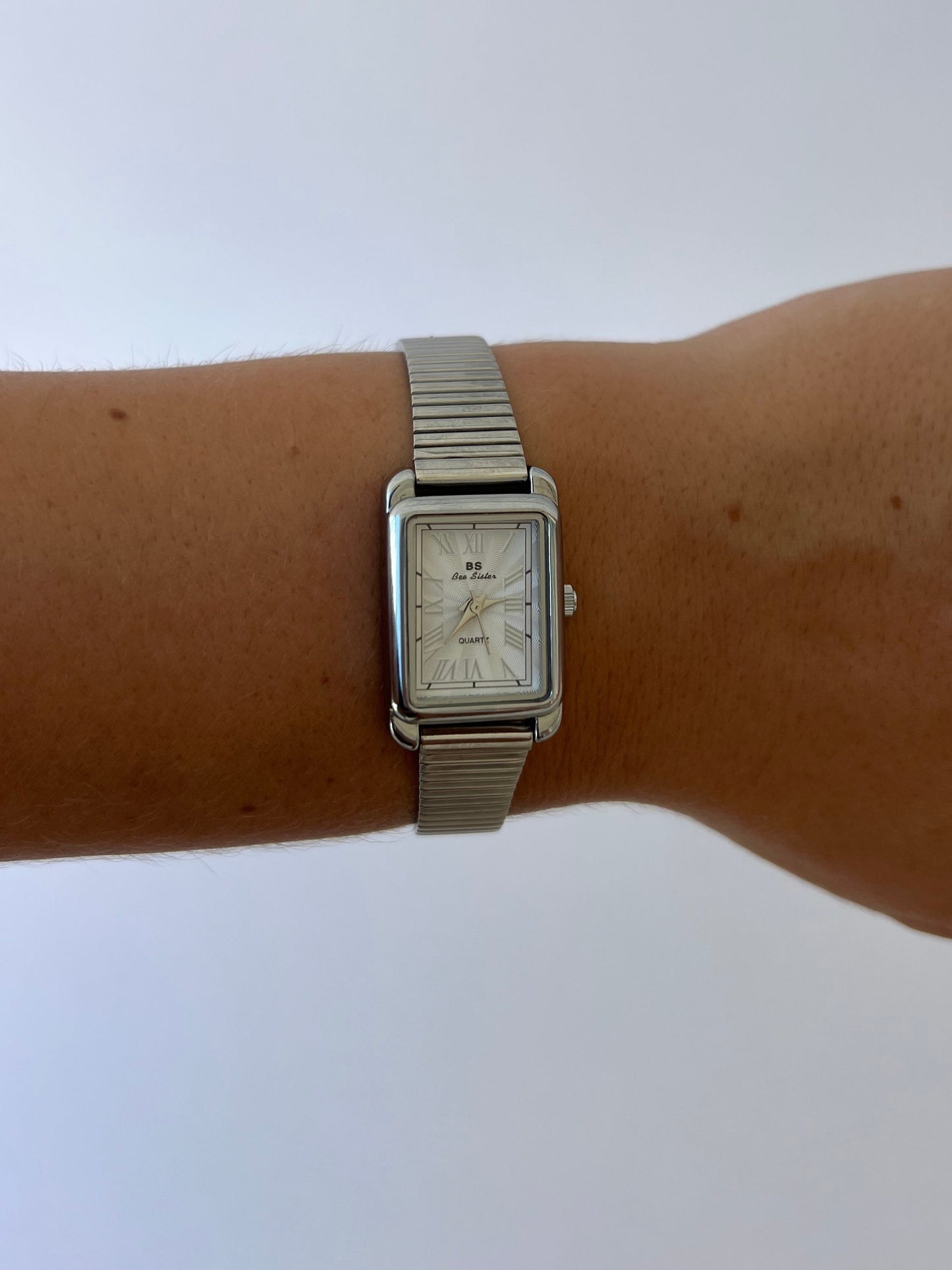 Rectangle Face Silver Toned Watch Womens