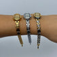 Vintage Inspired Two Toned Silver/Gold Rectangle Dainty Women Watch Small Face
