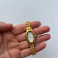 Oval White Vintage Minimalist Gold Womens Watch Small Face