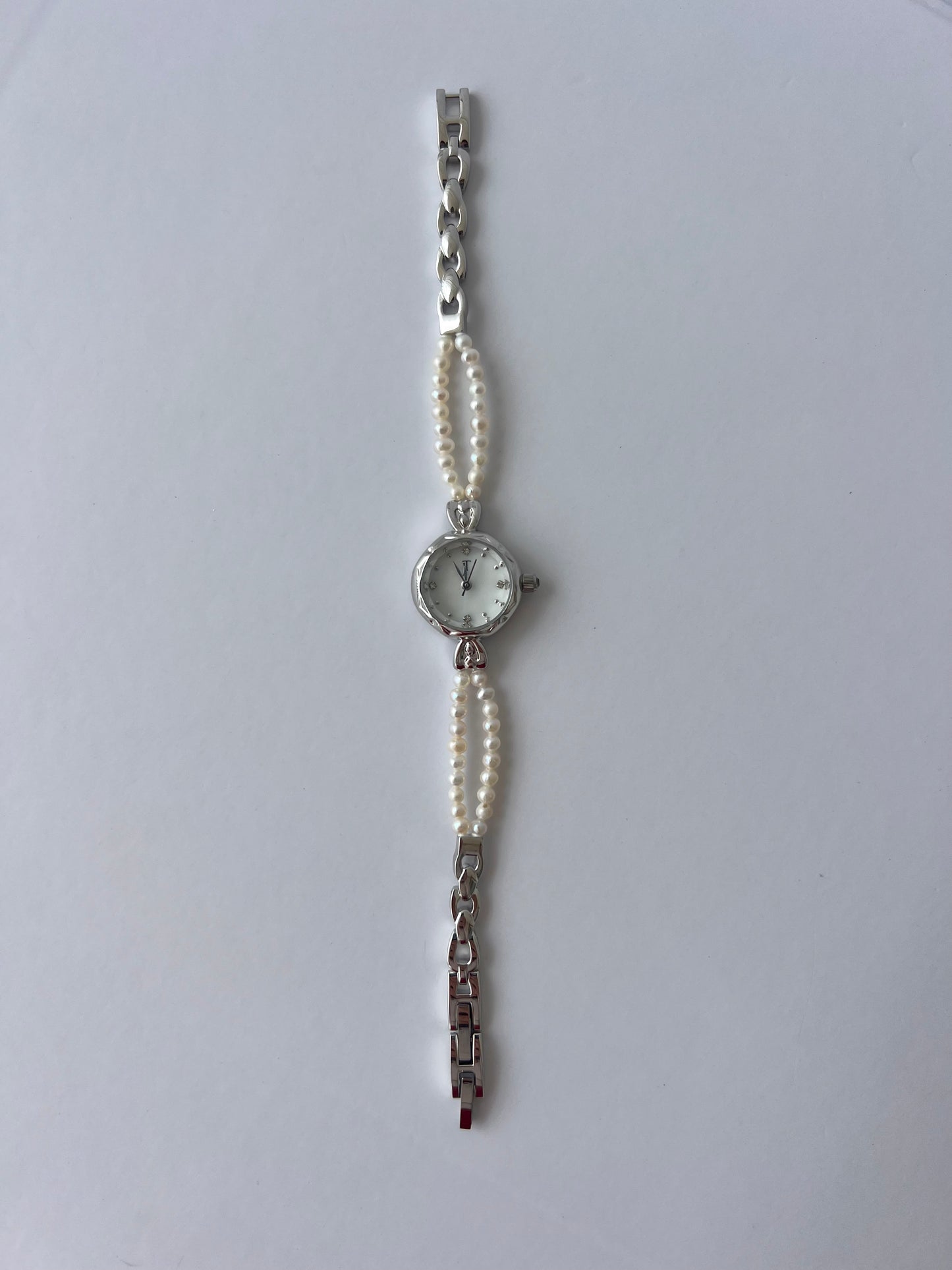 Vintage Silver 2 Pearl Womens Watch Small Face