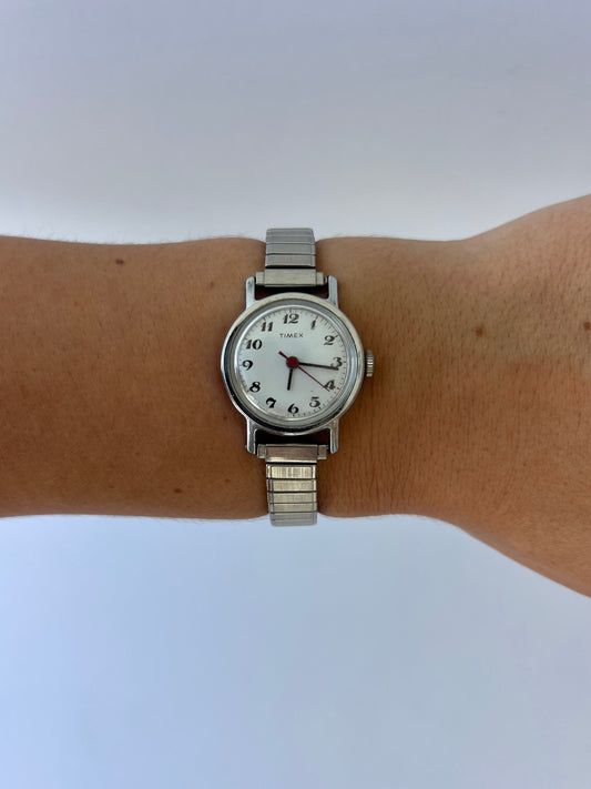 Rare Vintage Timex III Silver Dainty Womens Watch Wristwatch