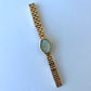 Vintage Oval Flower Blue Minimalist Gold Womens Watch Small Face