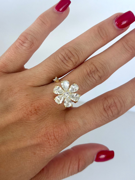 Flower Worry Ring Gold