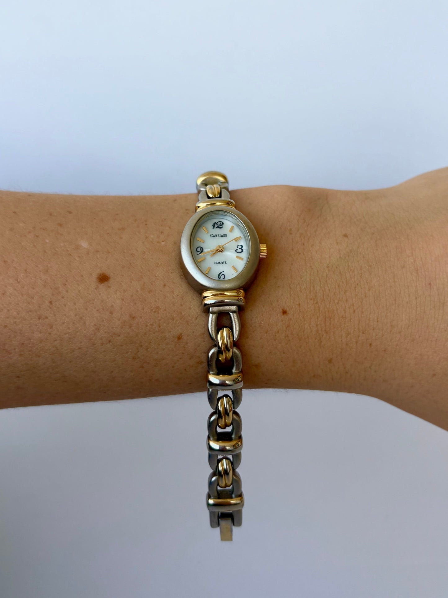 Rare Vintage Silver Toned with Gold Accents Two Toned Womens Watch