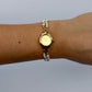 Vintage Lacey Gold Pearl Adjustable Womens Watch Small Face