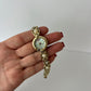 Vintage Pearl Dot Round Face Gold Womens Watch