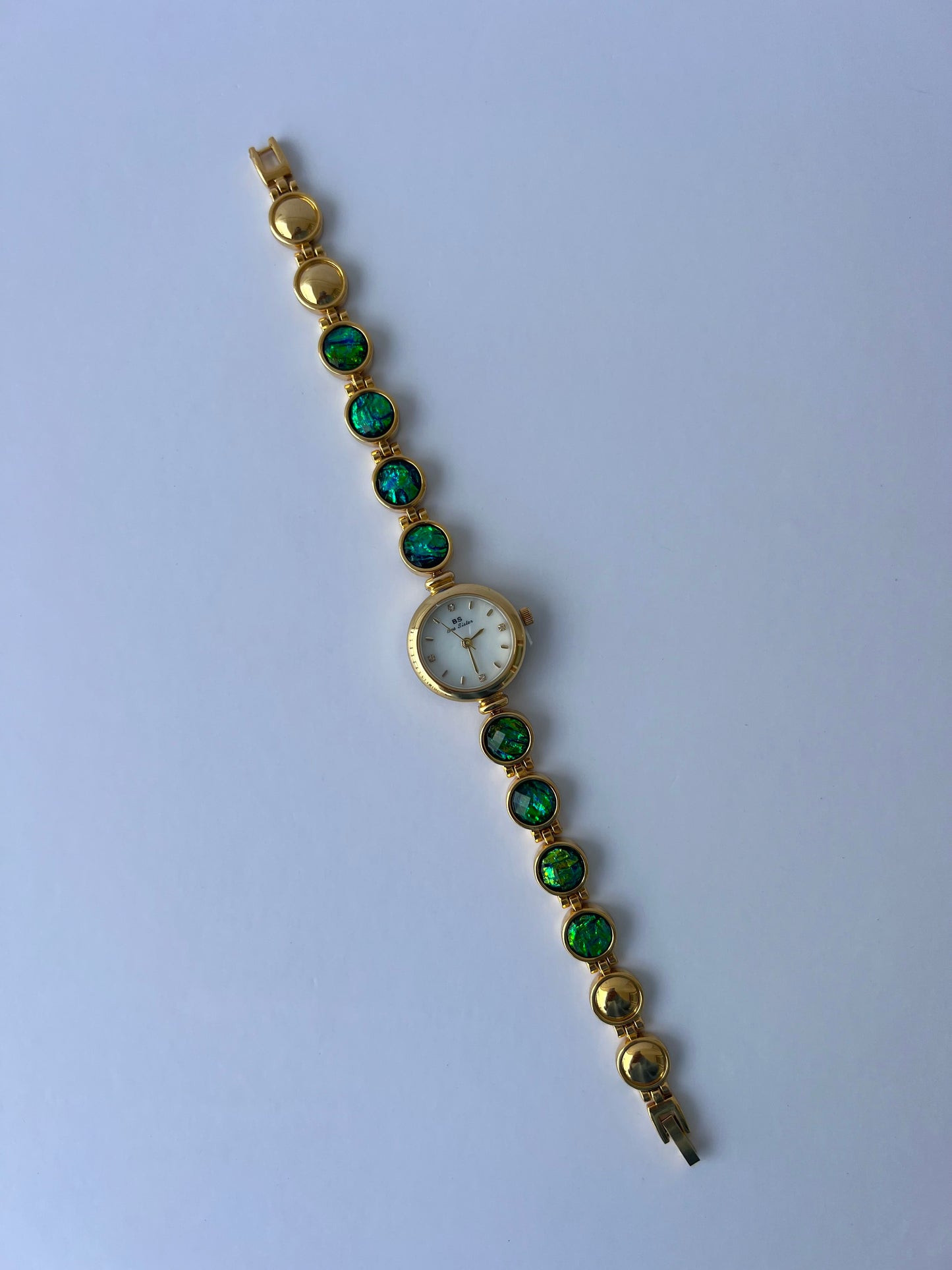 Emerald Green/Blue Gold Toned Watch