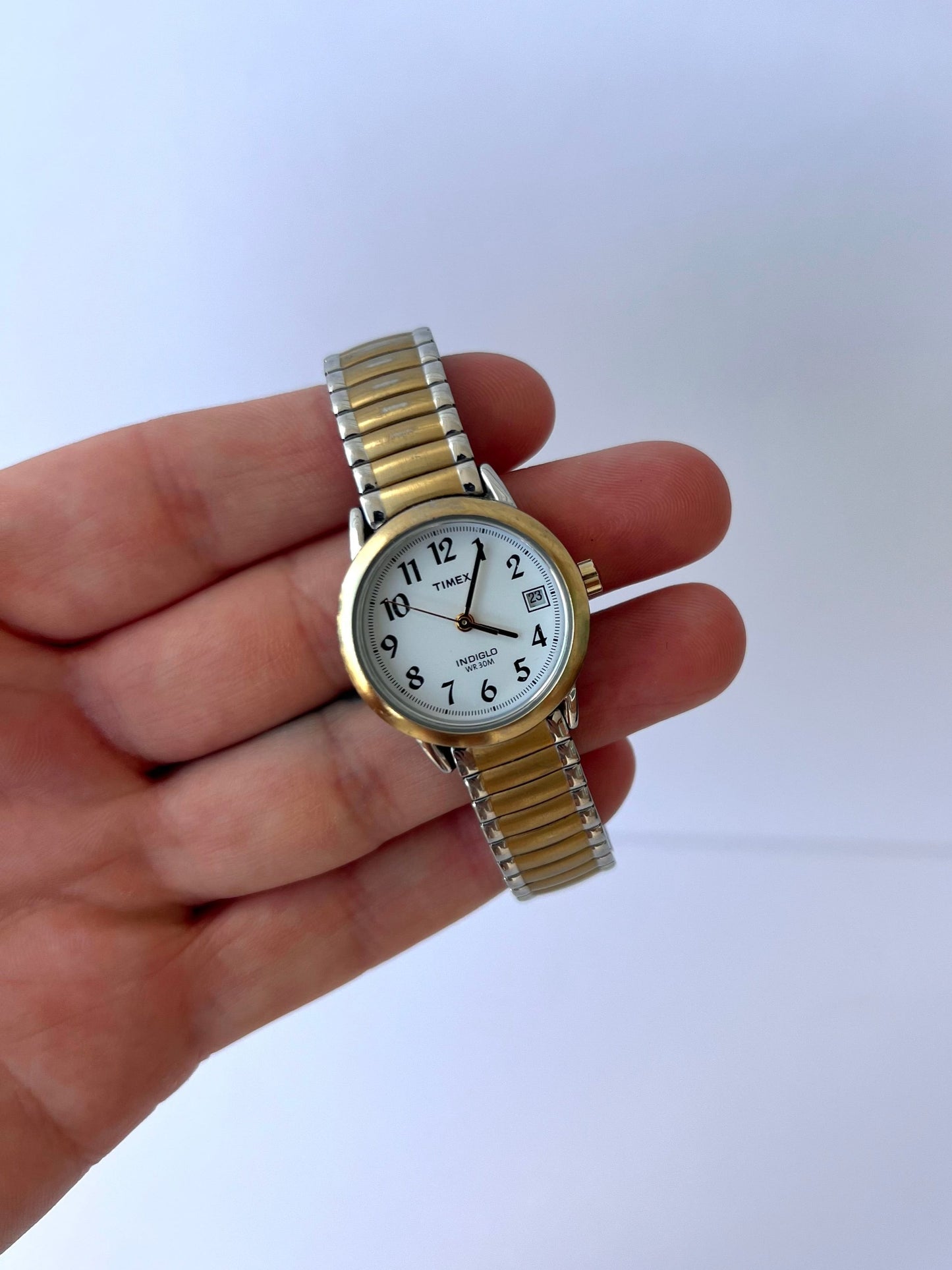 Vintage Timex I Face Two Toned Gold/Silver Dainty Womens Watch Wristwatch