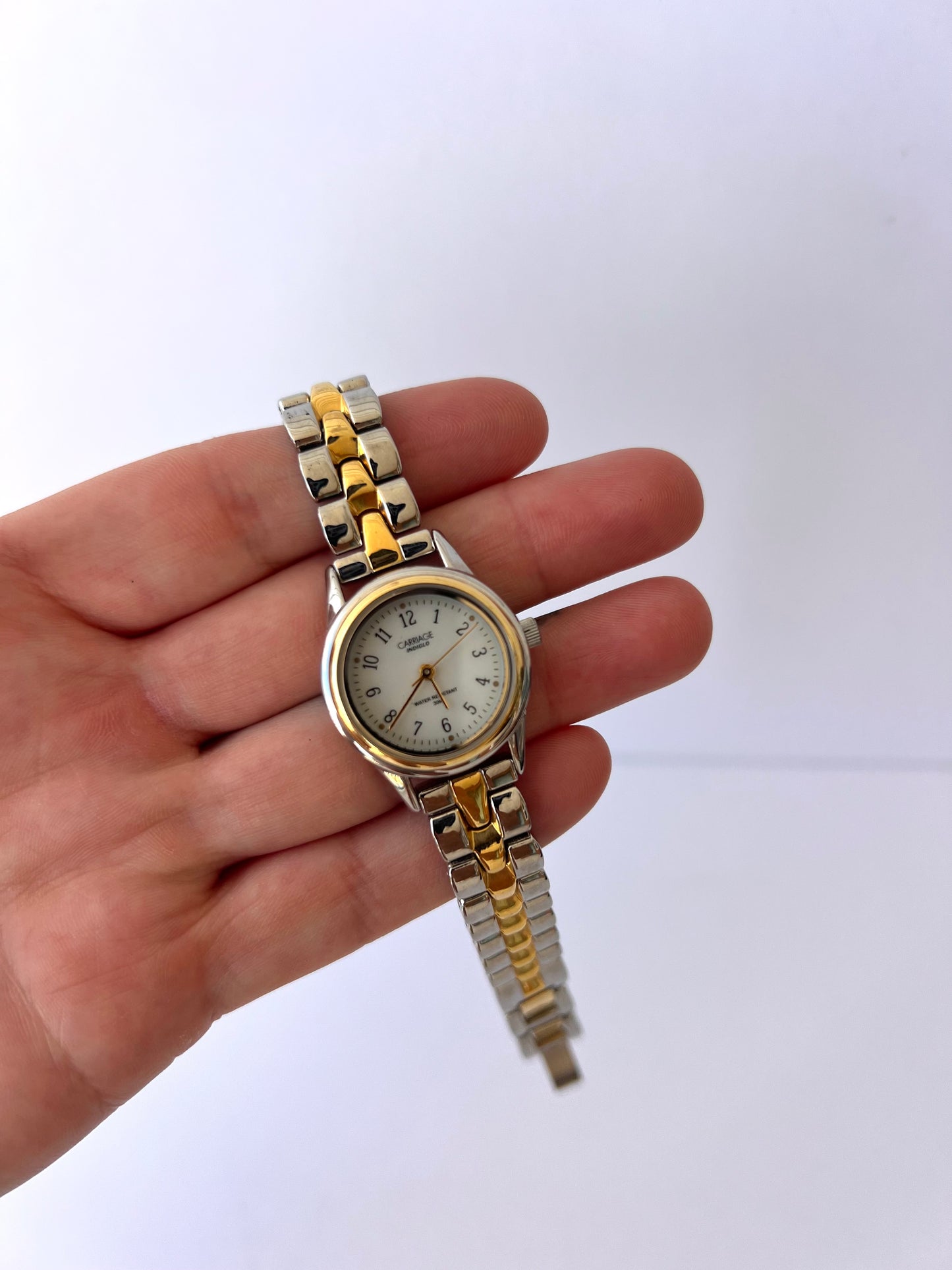 Rare Vintage Vanilla Two Toned Gold/Silver Dainty Womens Watch Wristwatch
