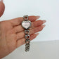 Rare Vintage Silver Heart Details with Pink Dial Womens Watch