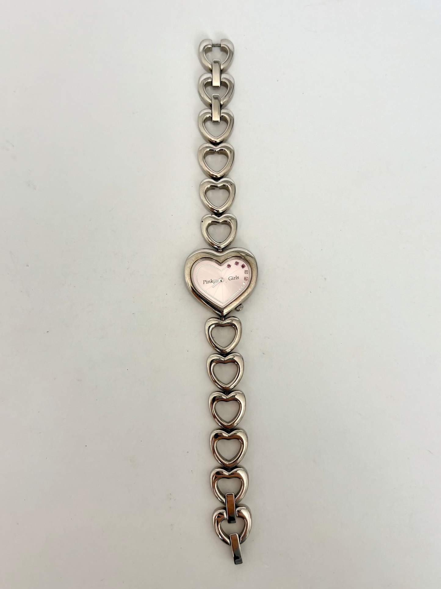 Rare Vintage Silver Heart Details with Pink Dial Womens Watch