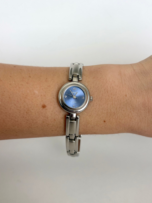 Rare Vintage Silver with Blue Dial Womens Watch
