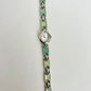 Rare Vintage Silver with Green Detail Womens Watch
