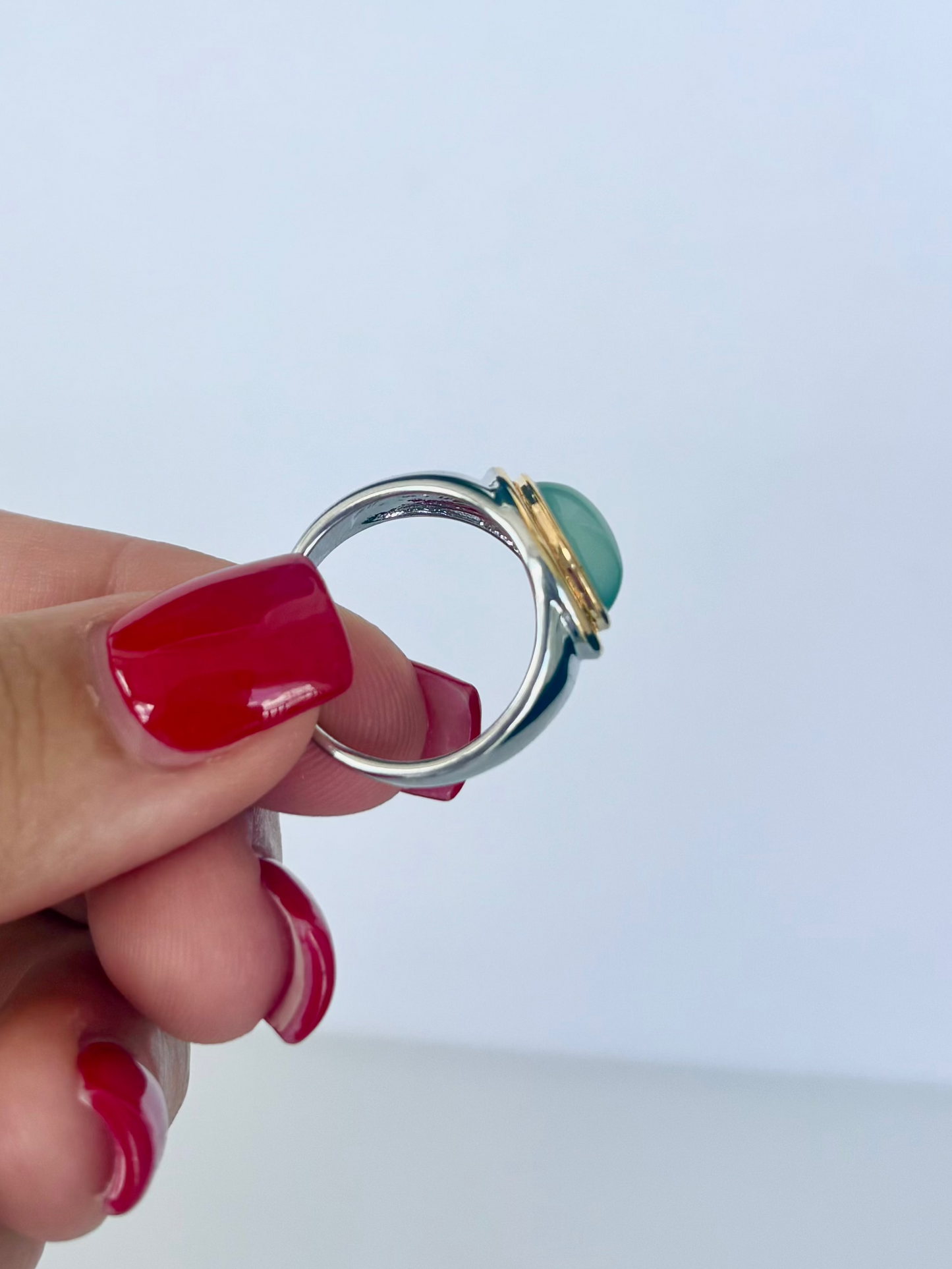 Sage Oval Two Toned Ring