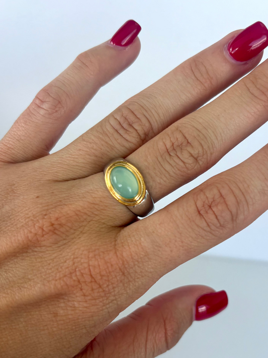 Sage Oval Two Toned Ring