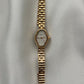 Vintage White Oval Flower Minimalist Gold Womens Watch Small Face