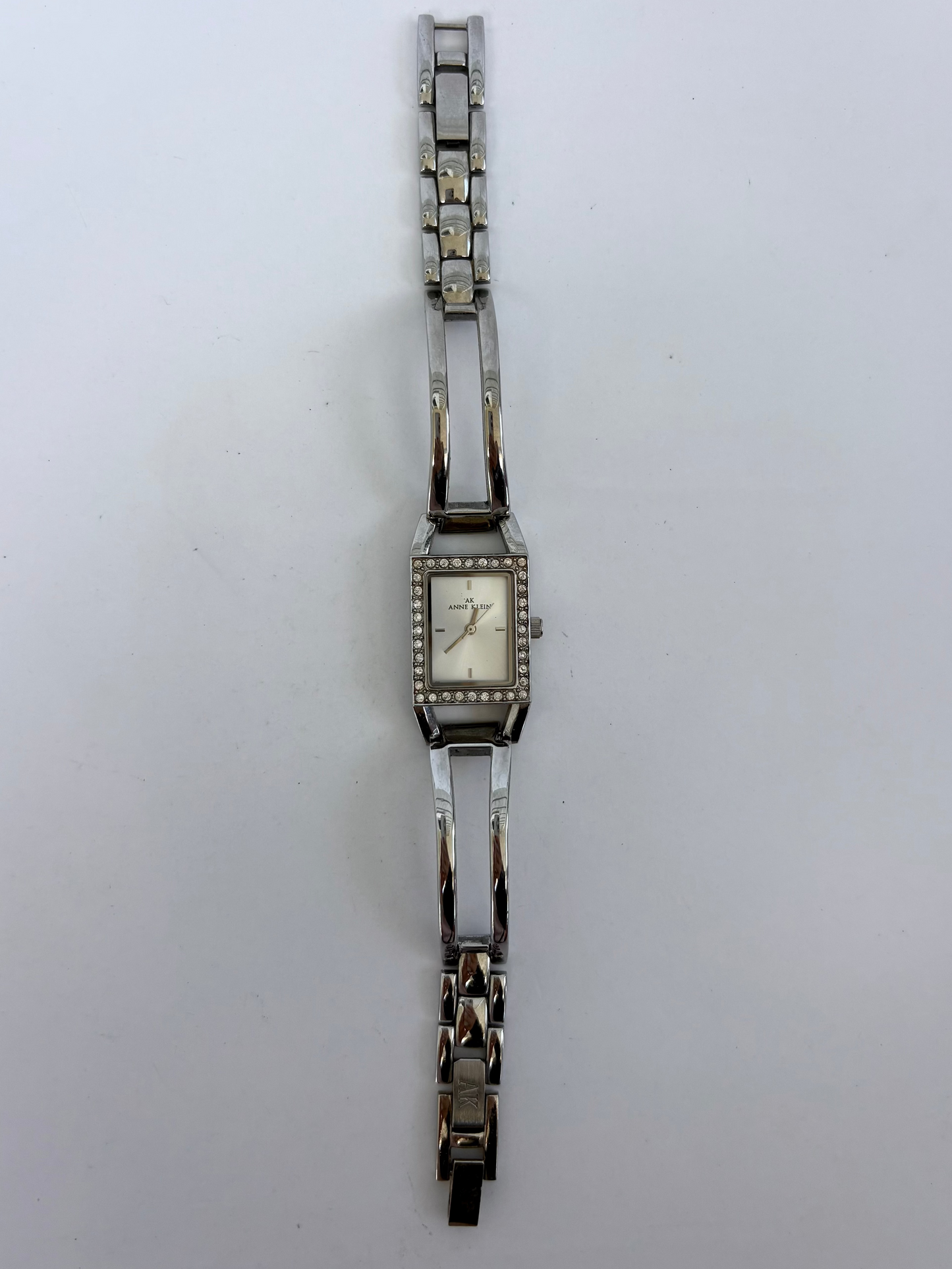 Rare Vintage Silver Toned Rectangle Face Womens Watch