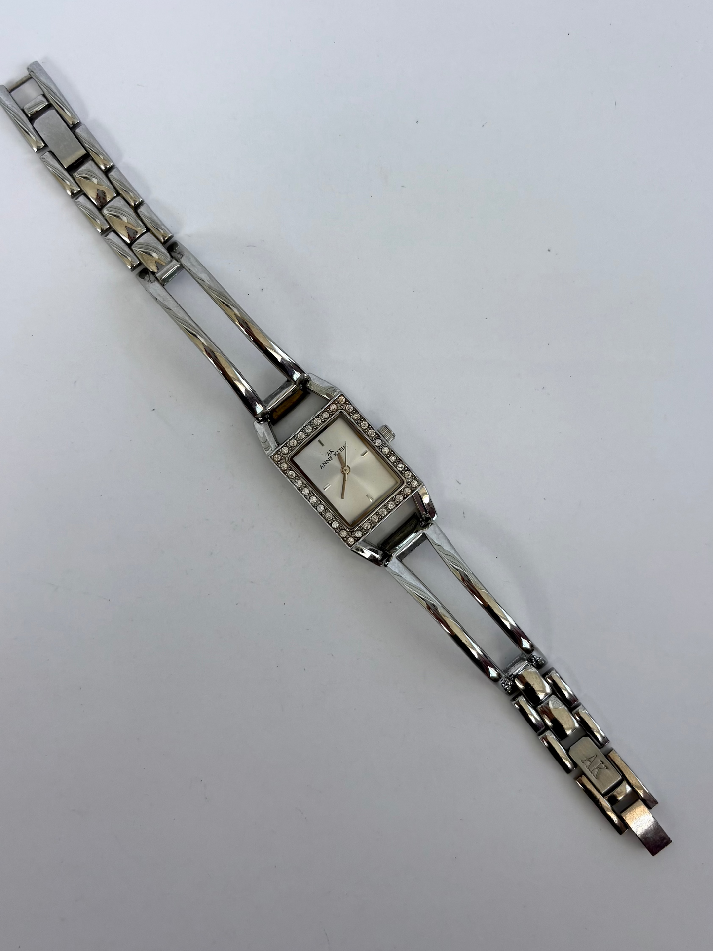 Rare Vintage Silver Toned Rectangle Face Womens Watch
