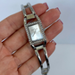 Rare Vintage Silver Toned Rectangle Face Womens Watch