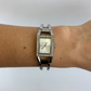 Rare Vintage Silver Toned Rectangle Face Womens Watch