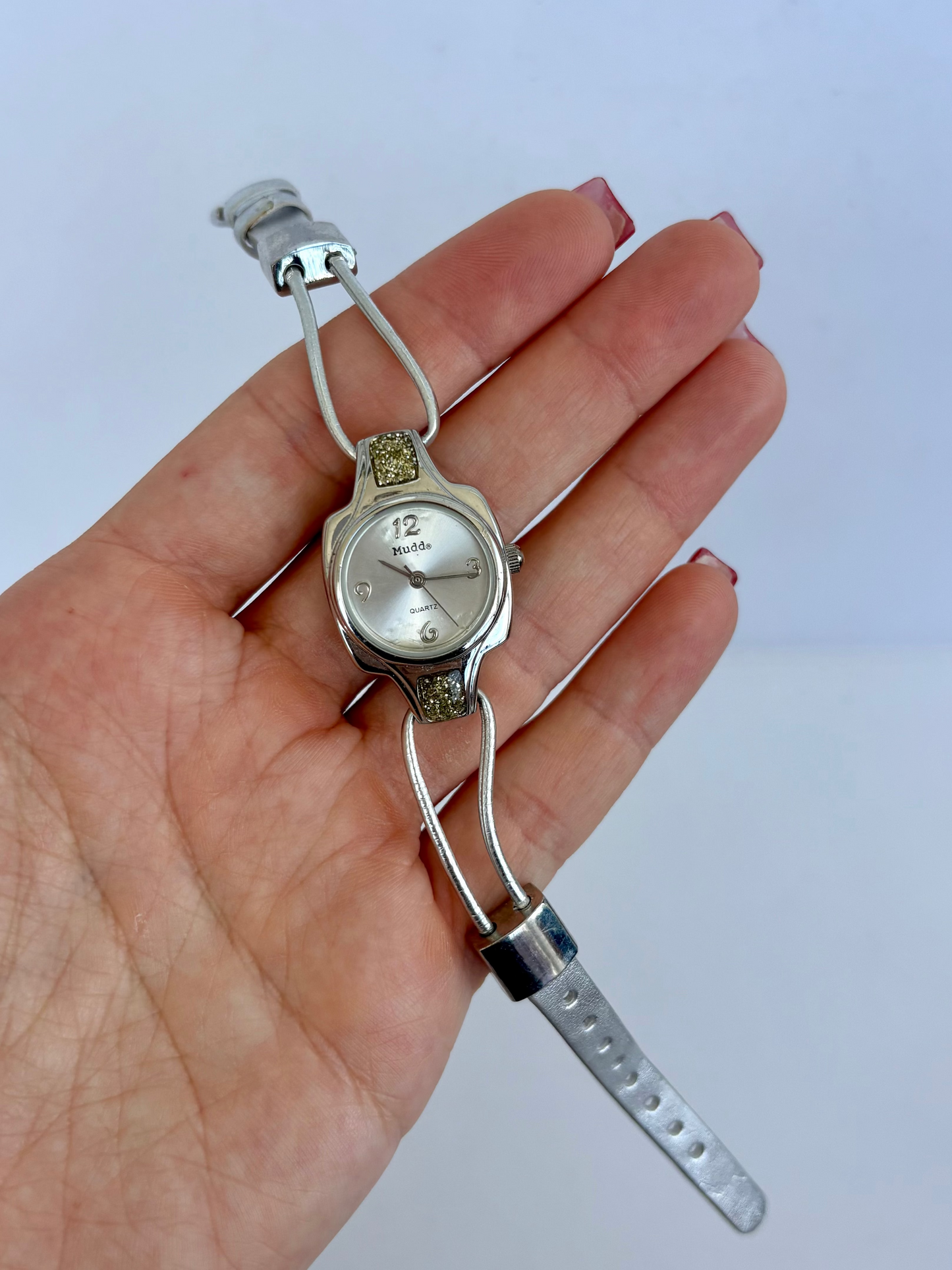 Rare Vintage Silver with Green Detail Womens Watch