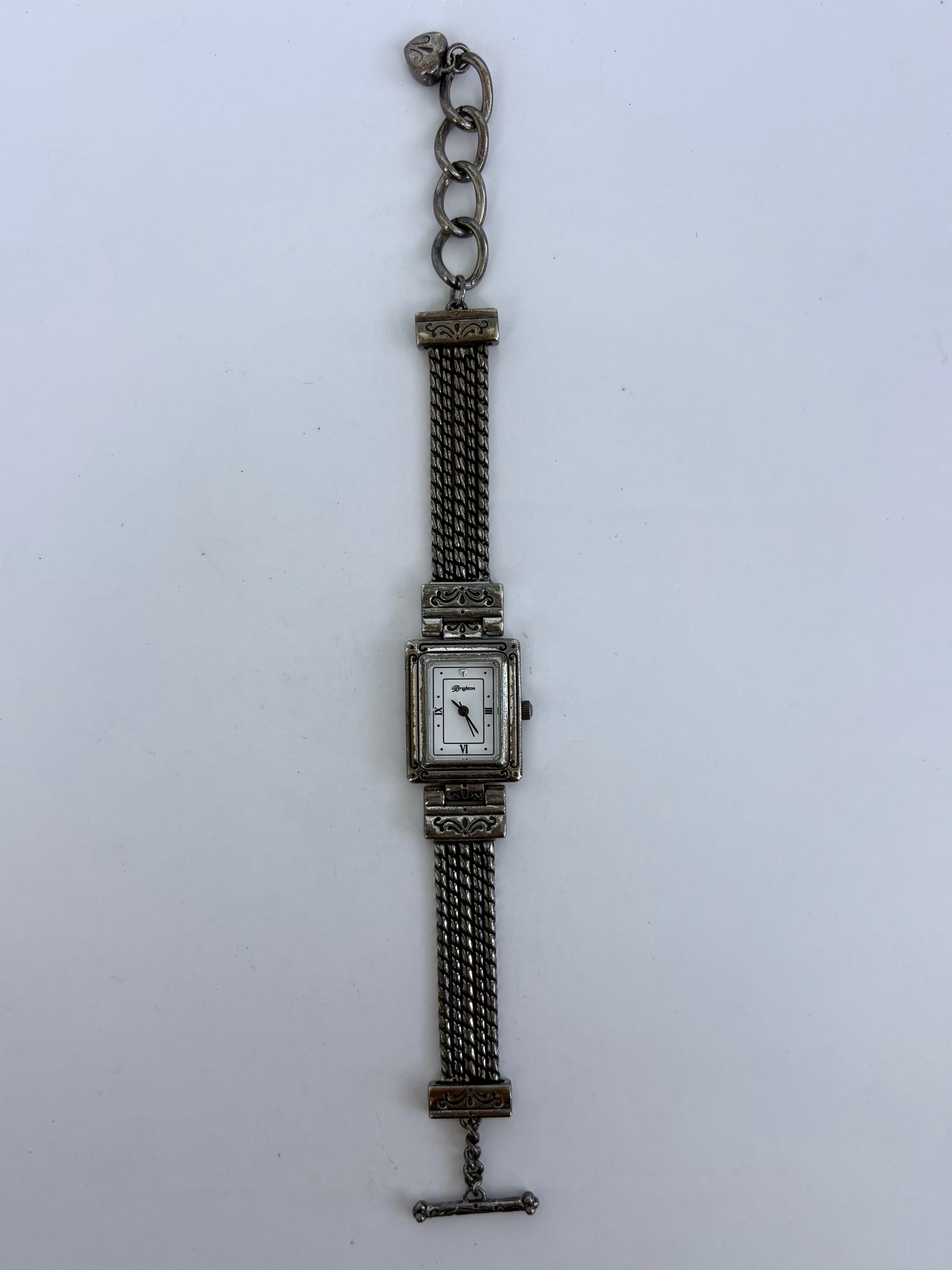 Rare Vintage Rectangle Face Brighton Silver Womens Watch