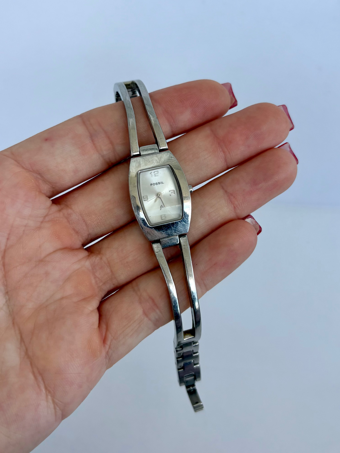 Rare Vintage Silver Rectangle Face Watch