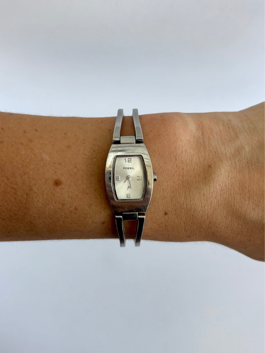 Rare Vintage Silver Rectangle Face Watch