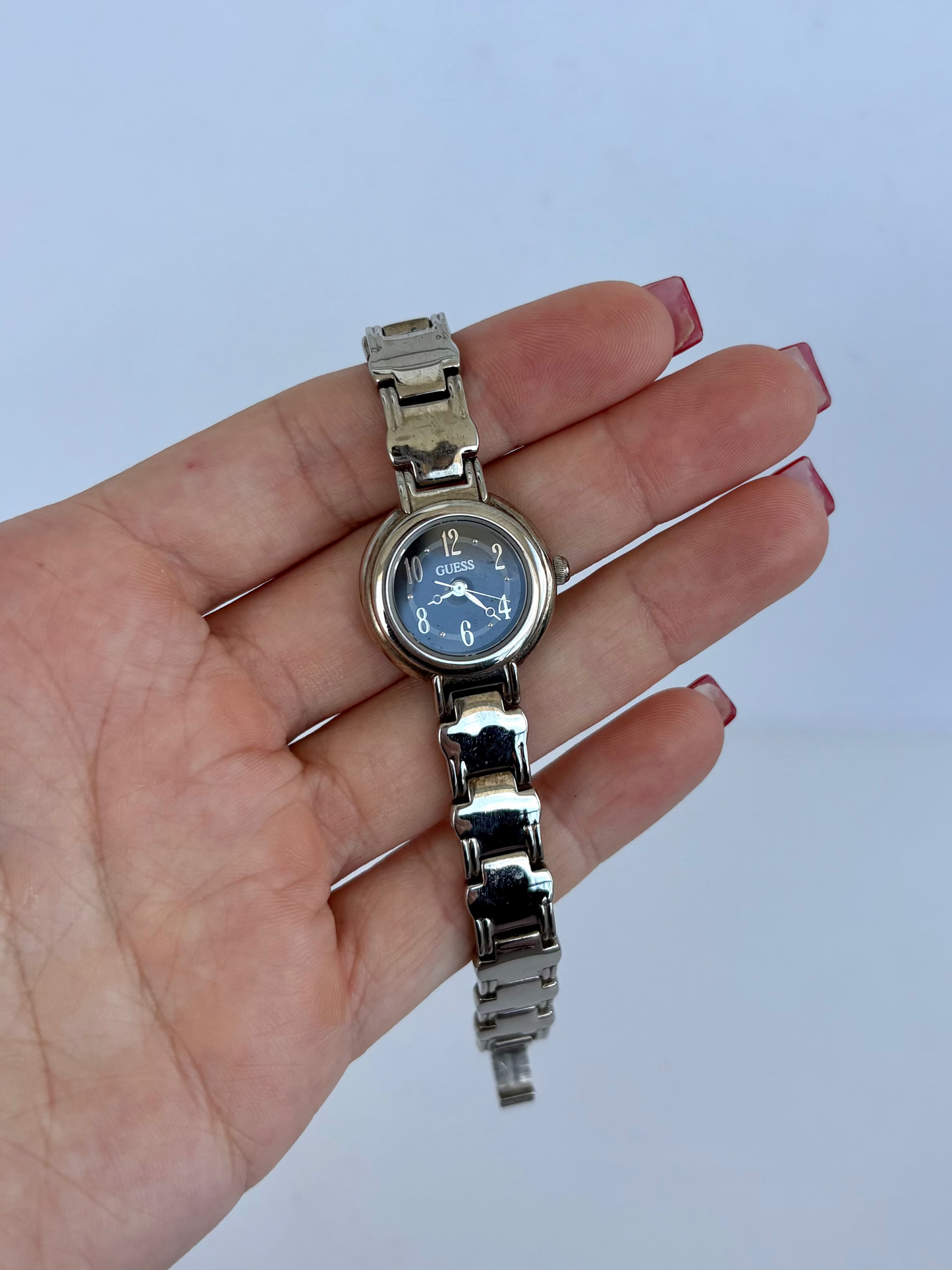 Rare Vintage Guess Silver Round Watch