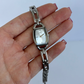 Rare Vintage Rectangle Dial Silver Womens Watch