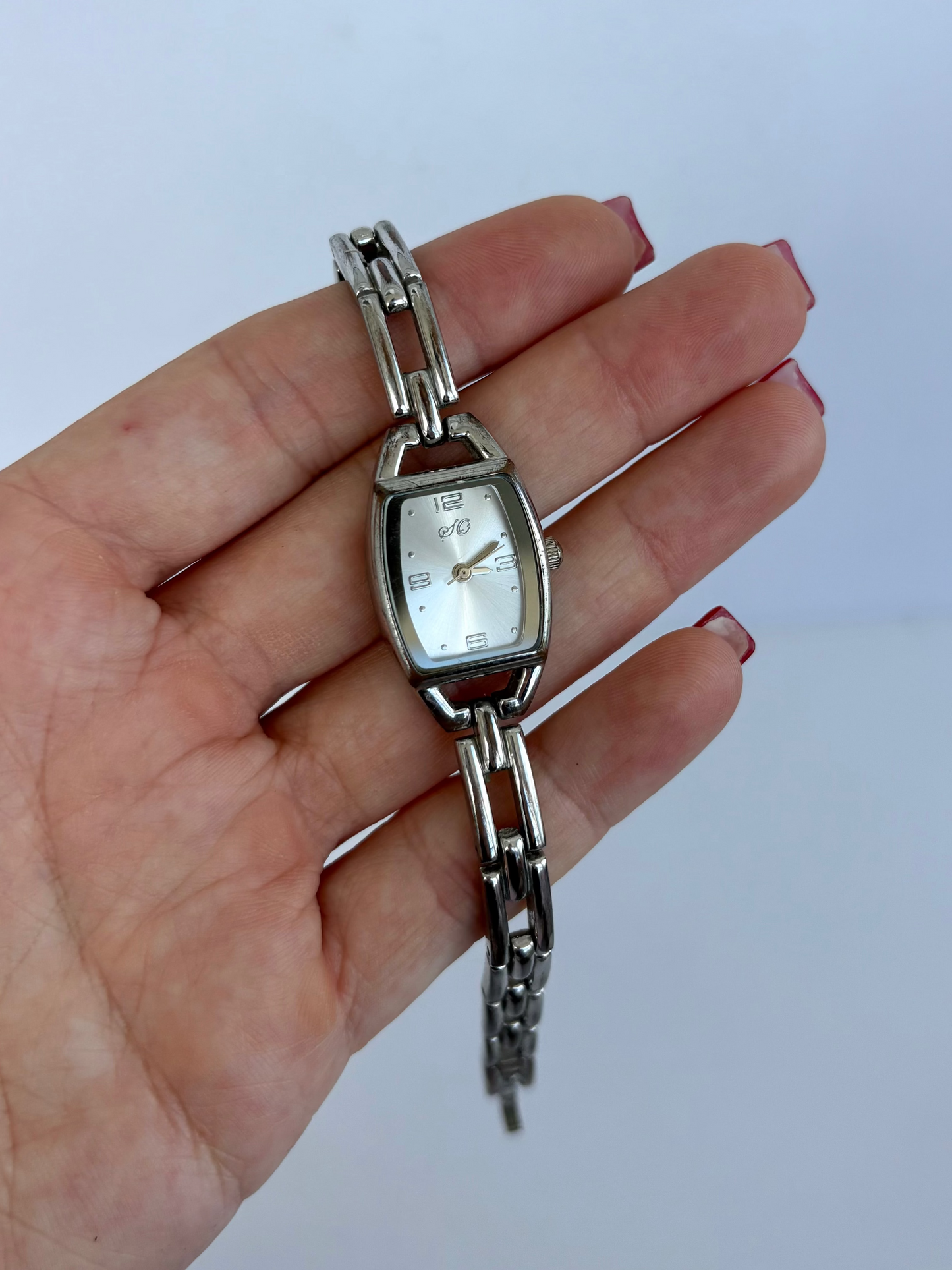 Rare Vintage Rectangle Dial Silver Womens Watch