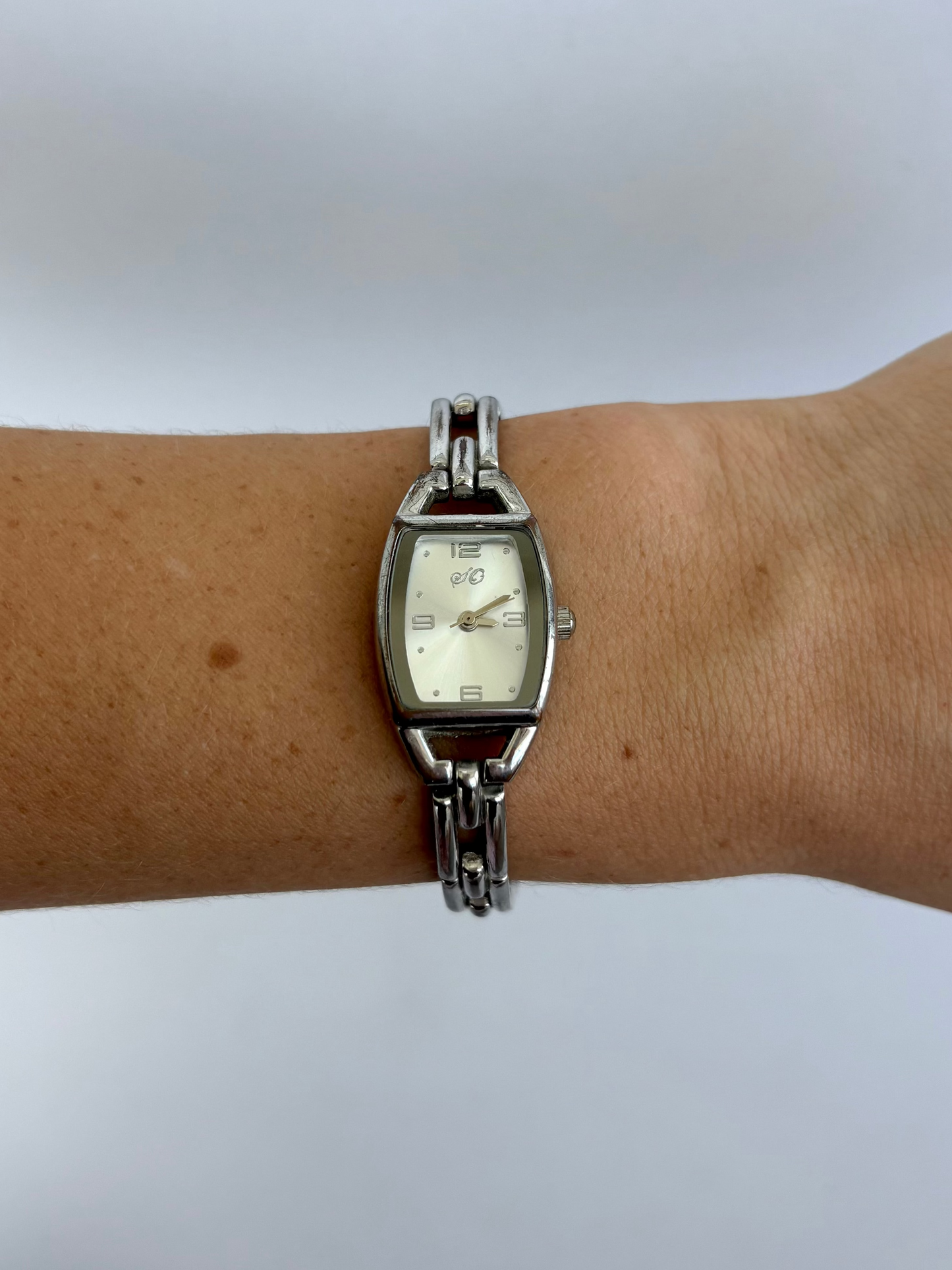 Rare Vintage Rectangle Dial Silver Womens Watch