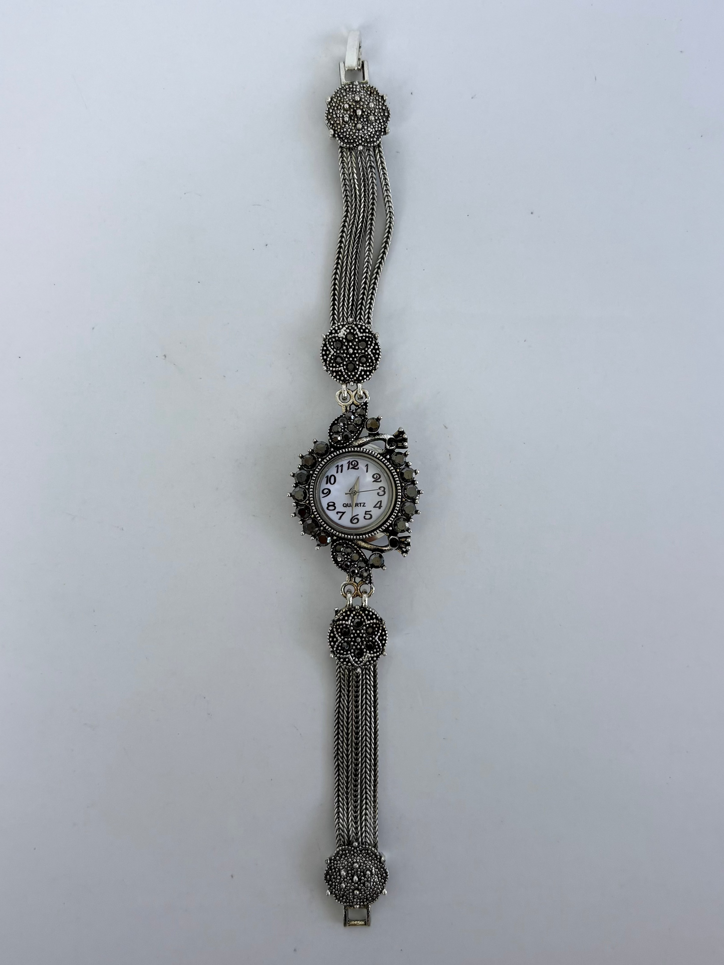 Rare Vintage Black Details Silver Womens Watch