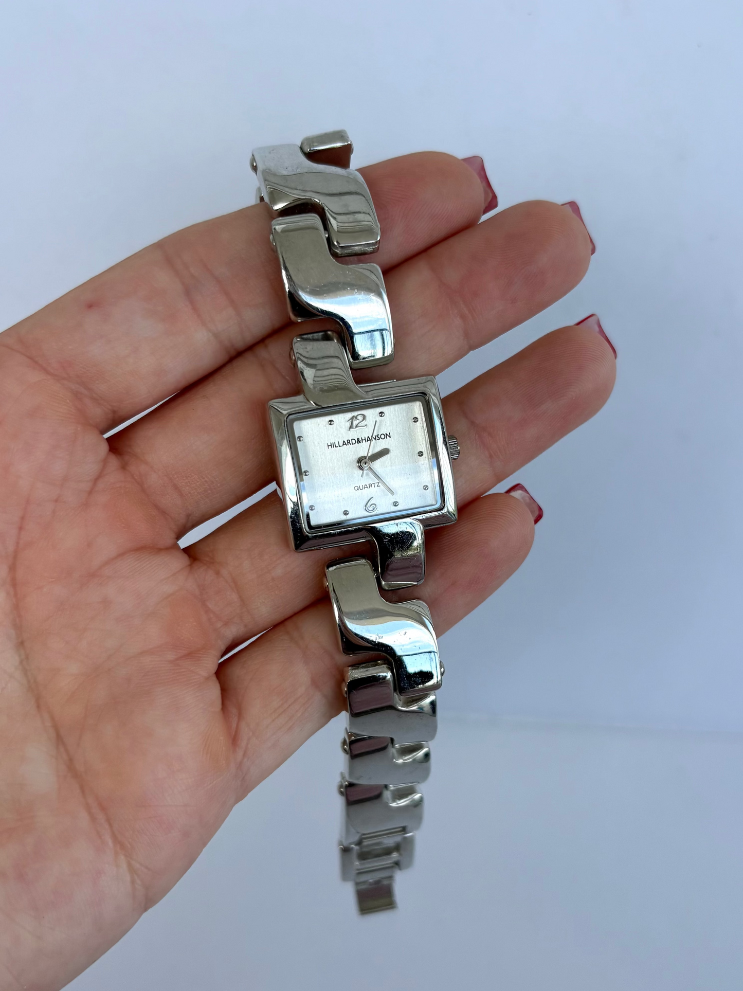 Rare Vintage Chunky Rectangle Silver Womens Watch