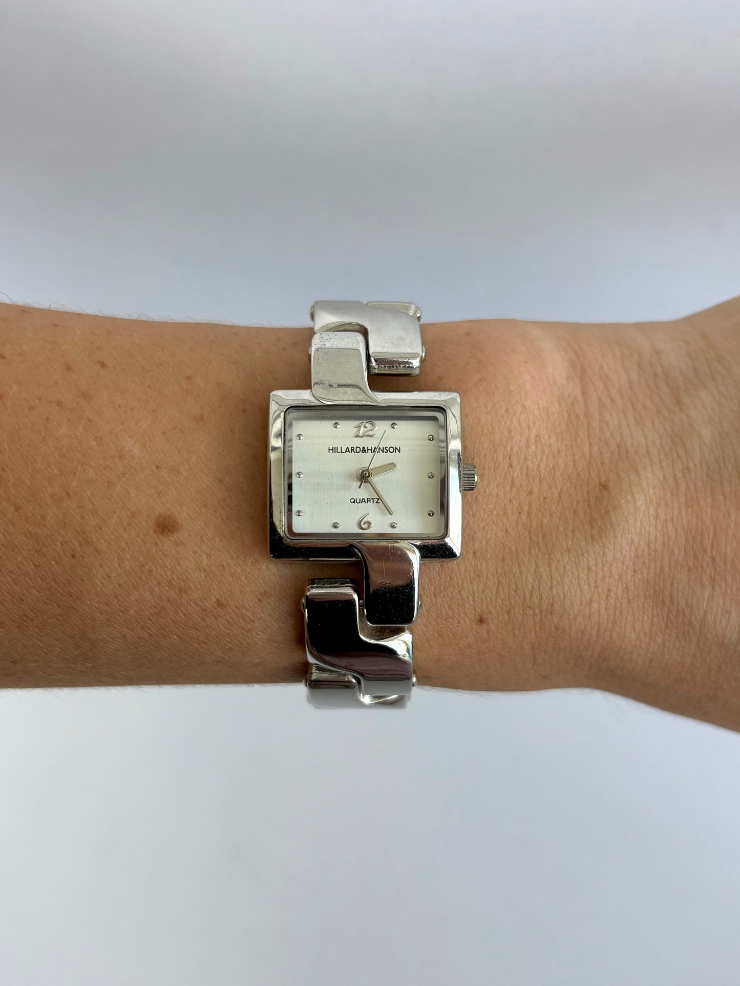 Rare Vintage Chunky Rectangle Silver Womens Watch