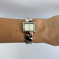 Rare Vintage Chunky Rectangle Silver Womens Watch