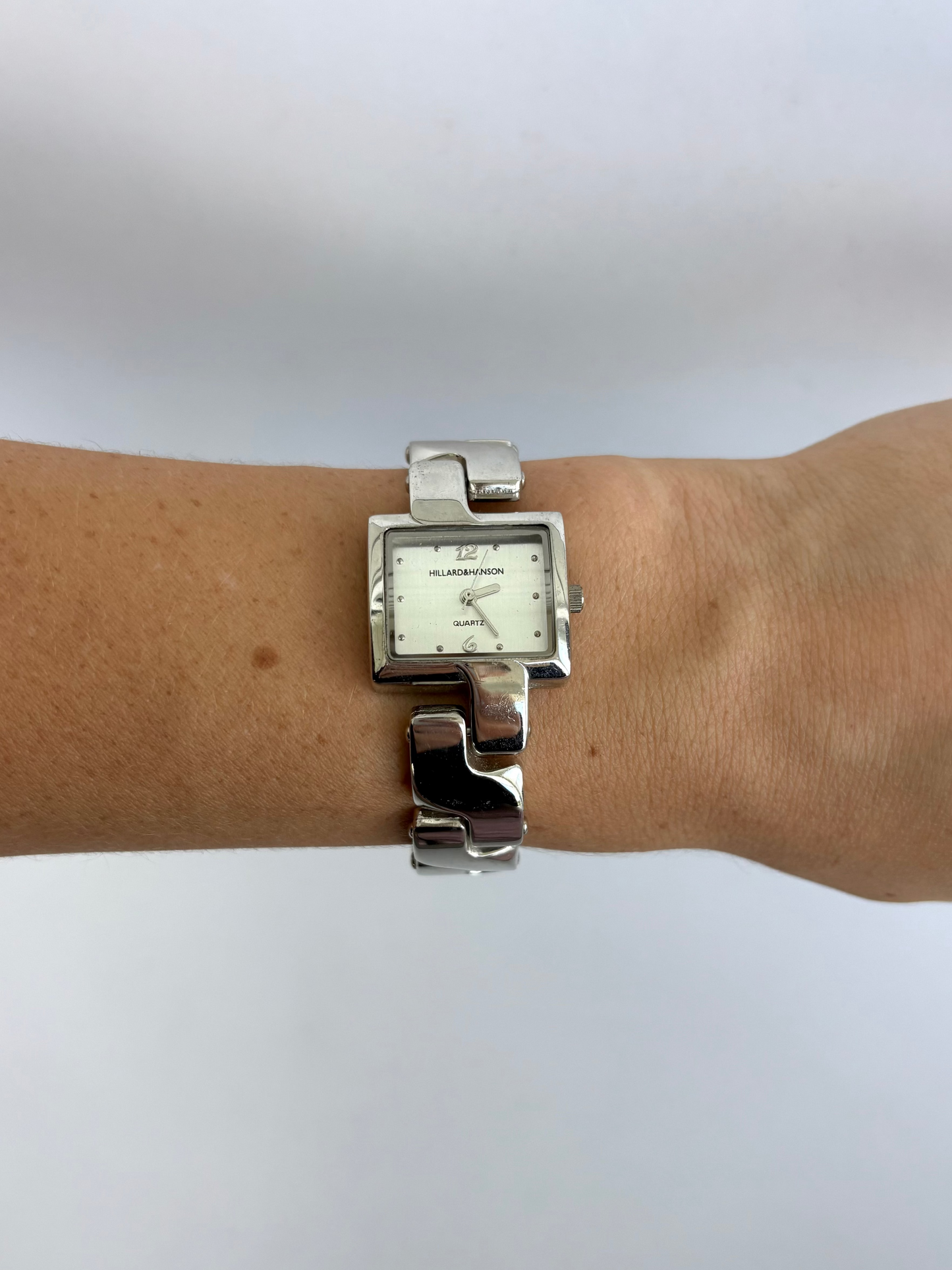 Rare Vintage Chunky Rectangle Silver Womens Watch