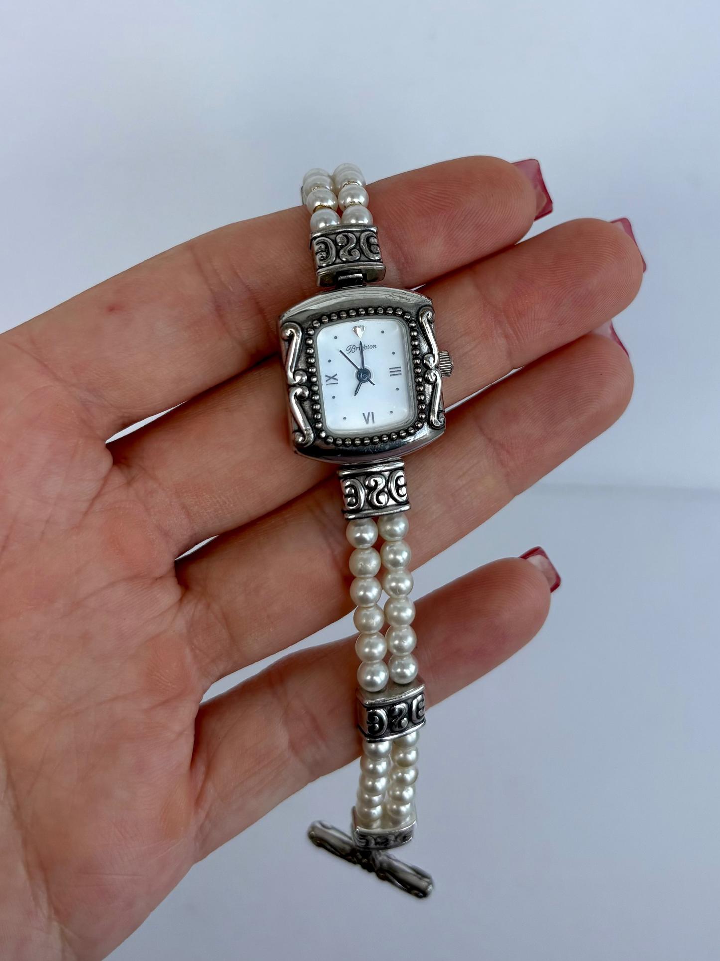 Rare Vintage Brighton Pearl Silver Womens Watch